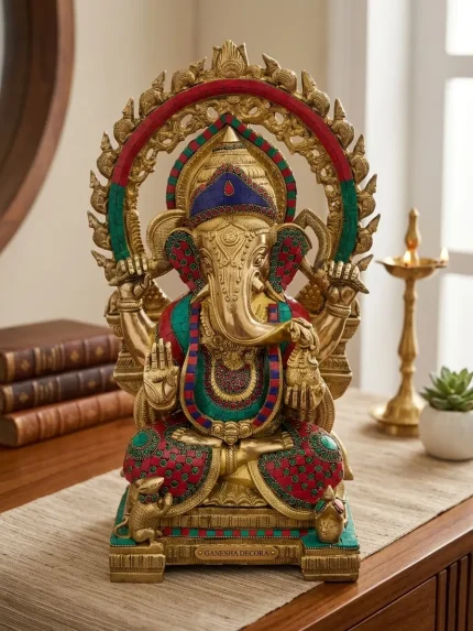 Brass Ganesha Stone Statue
